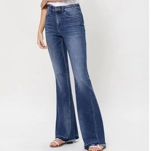 Flying Monkey High Rise Flare Jeans w/ Panel